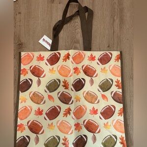 T.J.Maxx Football Print Tote Bag - Brown and Orange